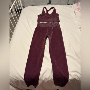 PINK Victoria's Secret Shimmering Burgundy Leggings Set